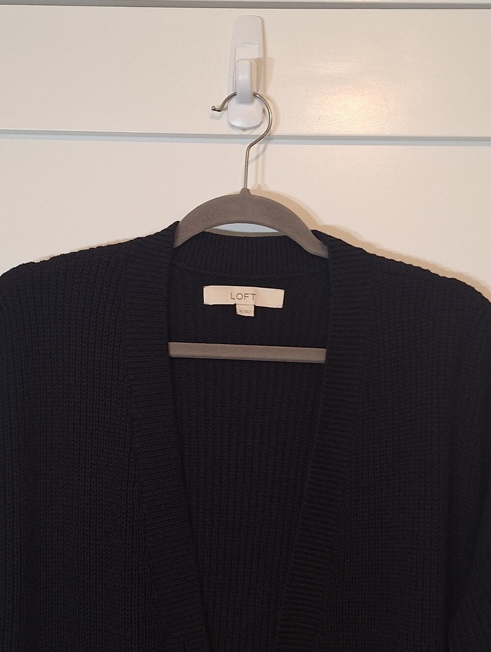 Loft Cardigan Grandpa Style Button Down Knit Sweater Stretch Pockets Black XL - Picture 3 of 13